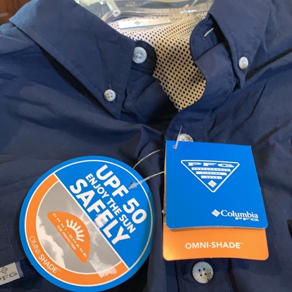 Columbia Men’s PFG Bahama II Short Sleeve Shirt - Tall Navy Blue 3TL - Picture 6 of 7